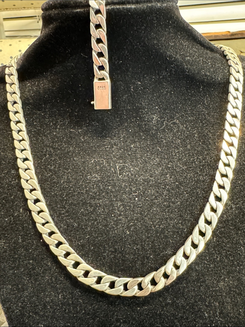 Men's set sterling Silver Cuban Link Chain Necklace - signed by ronatelli - Picture 3 of 3